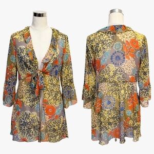 Cabi Kimono Tie Front Blouse Womens Size Small